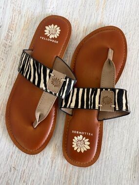 Yellow Box Zebra-Print Black & White Sandals